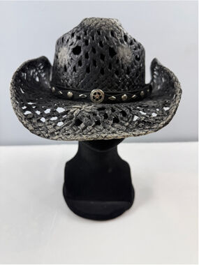 SOM-HER Straw Cowboy Hat Women Black & Gray Size S